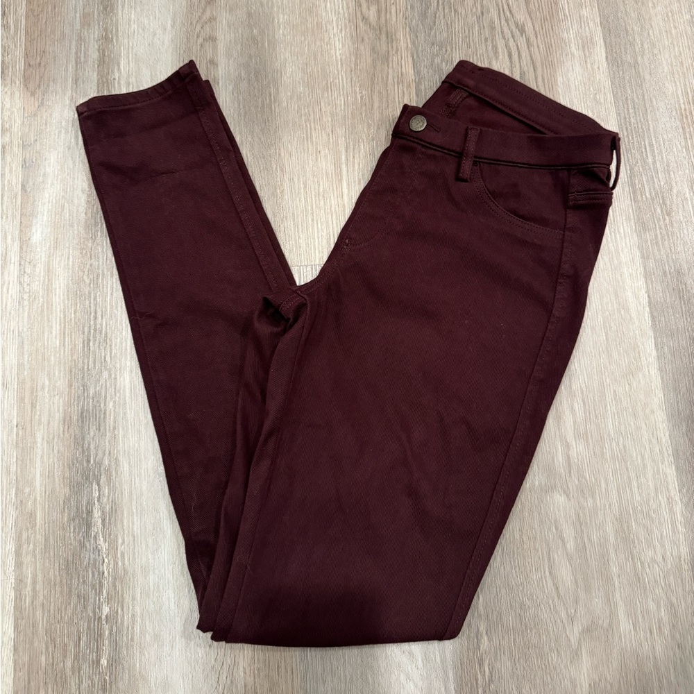 Uniqlo Stretch Leggings Pants Burgundy Size Small
